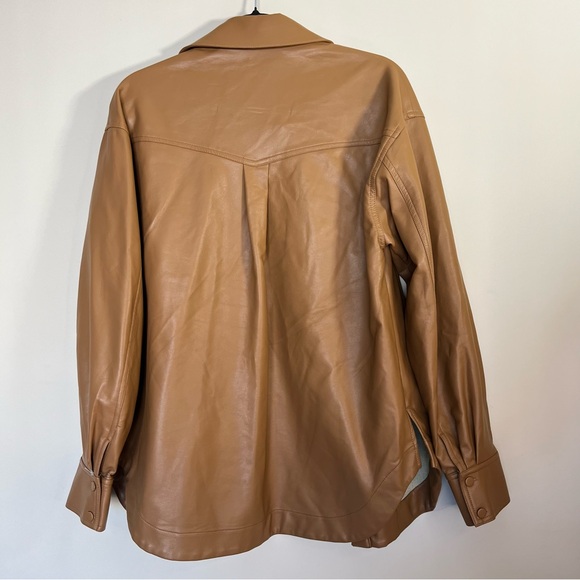NICHOLAS Aretha Dark Tan Vegan Leather Shacket - Size 6 OVERSIZED- EUC - Picture 5 of 11